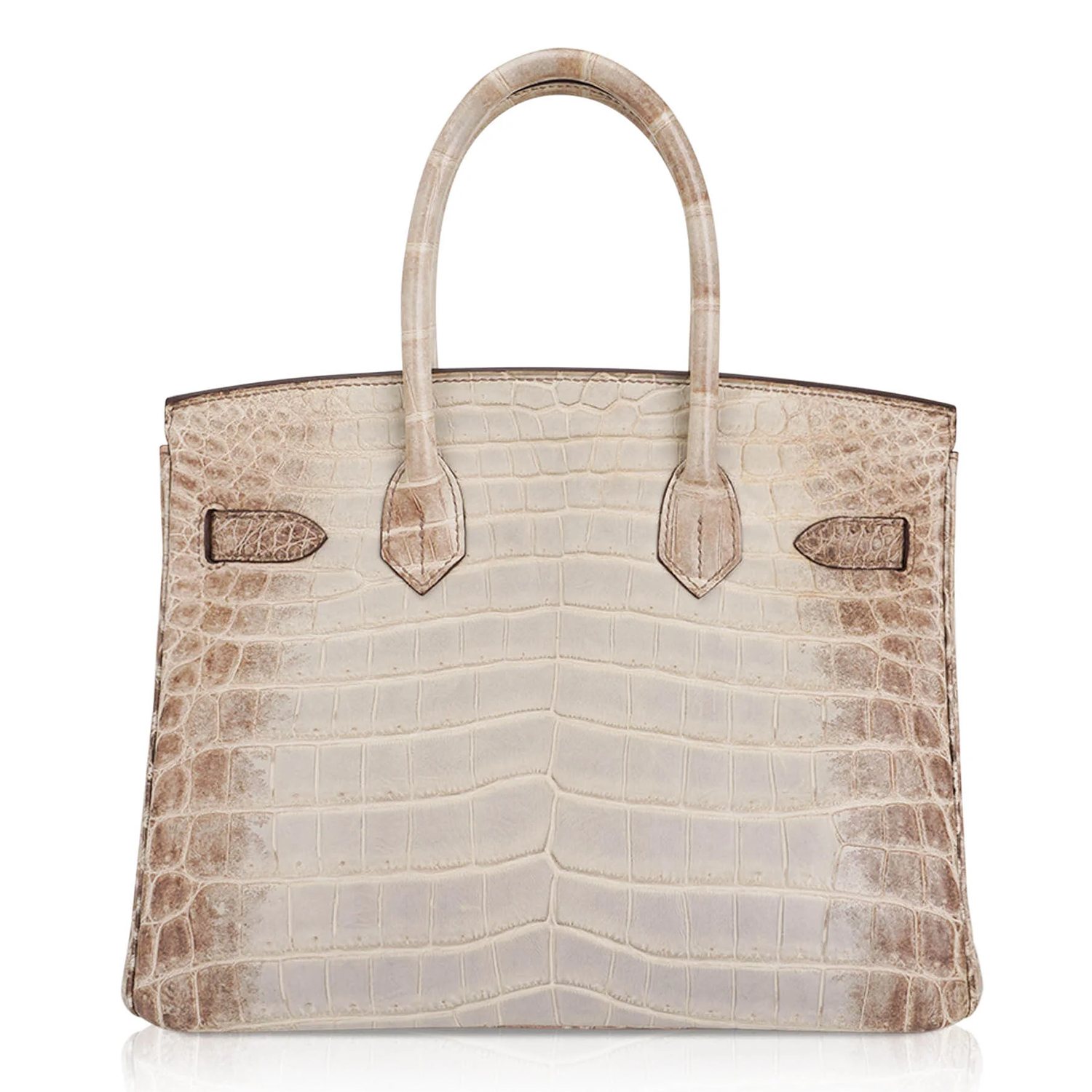 Pale Neutral Dusty Taupe Gradient Scaled Medium Structured Trapezoid Tote With Sleek Silvery Twist Lock Hardware And Textured Suspended Metal Padlock Charm