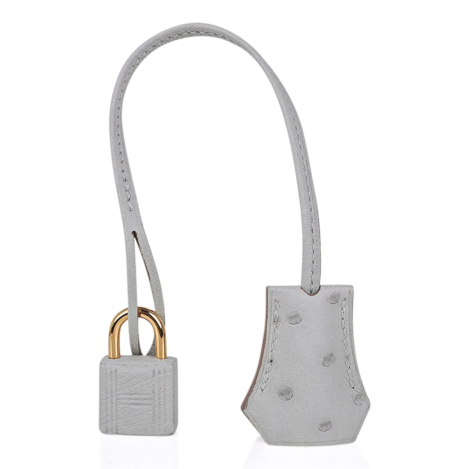 Gentle Pale Pearl Grey Speckled Medium Structured Trapezoid Tote With Radiant Warm Golden Twist Lock Hardware And Suspended Textured Metal Padlock Charm